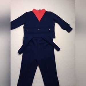 Vintage 1970s Navy And Red Toddler Outfit